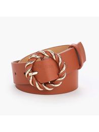 Belts 2022 Women Belt Fashion PU Leather Metal Pin Buckle Belts For Ladies Waist Belt Twist Ring Buckle Dress Jeans Waistband