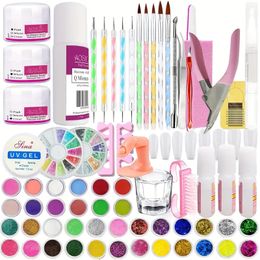 36 Colors Acrylic Nail Kit with Everything - Professional Liquid Brush, Glitter, French Tips, and Gel Extensions - Perfect for Beginners
