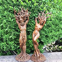 Decorative Objects Figurines Forest Goddess Statue Resin Tree God Sculpture Ornament Garden Crafts Creative Statue Home Room Desk Decoration Accessories 230810