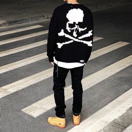 Men's Sweaters Thick Heavy Mastermind World Sweater Men Women 1 1 High Quality Skull Digital Print Mastermind Japan Pullover Sweater 230810