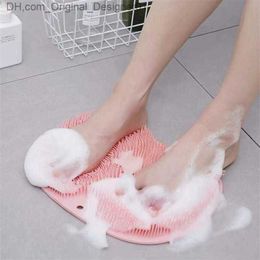 Back cleaning brush bathroom tool foot massage pad shower massage pad anti slip bathtub pad rubber back silicone foot washer drip irrigation Z230814