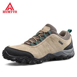 Dress Shoes Humtto Arrival Leather Hiking Shoes Wear-resistant Outdoor Sport Men Shoes Lace-Up Mens Climbing Trekking Hunting Sneakers 230810