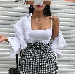 Women's Shorts 2023 South Korea Chequered High-waisted Female Summer Net Red All Loose Casual Elastic Waist Thin Bracteel