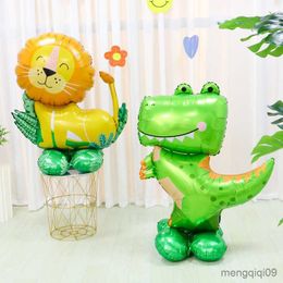 Decoration Standing Lion Dinosaur Balloon Jungle Tree Animals Kids Happy Birthday Decor Balon R230811