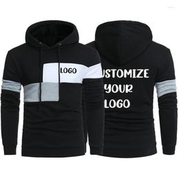 Men's Hoodies Custom Your Logo Text Picture Patchwork Casual Hip Hop Streetwear Pullovers Print Hooded Sweatshirt Male Tops