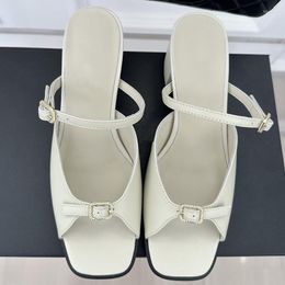 Dress Shoes Spenneooy Summer Fashion Designer Solid Colour Buckle Strap Coarse Heel Women's Party Shallow Mouth Slingbacks
