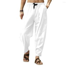 Men's Pants Fashion Drawstring Cotton Linen Breathable Soft Lantern Joggers Casual Elastic Waist Loose Yoga Harem Trousers Men