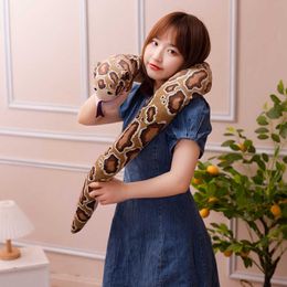 Stuffed Plush Animals 150cm Cartoon Simulation Snake Plush Toy Kids Baby Real Life Animal Sleep Snake Doll Best Birthday Gift For Girls Child Boy