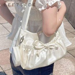 Evening Bags 2023 Sweet Y2K Style Leather Small Satin Pleated Shoulder For Women Korean Fashion Lady Underarm Handbags And Purses