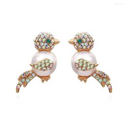 Stud Earrings Fashion Pearl Rhinestone Bird For Women Cute Animal Dangle Holiday Party Jewellery Accessories