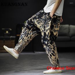 Men's Pants KUANGNAN Printed Wide Leg Japanese Fashion Sweat For Man Luxury Clothing Korean Streetwear Men Trousers 5XL 2023