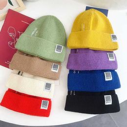 Wide Brim Hats Bucket Hats Factory Direct Sales Wholesale Hipster Simple Letter Embroidered Knitted Hat All-Matching Autumn and Winter Woollen Hat Fashion