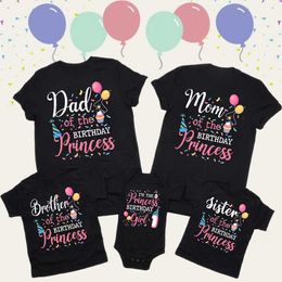 Family Matching Outfits Birthday Princess Family Matching Clothes Mom Dad Bro Shirts Tops Baby Bodysuit Girls Birthday Party Look Outfits T-shirts