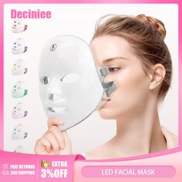 Face Massager LED Mask USB Charging 7 Colors Pon Therapy Skin Rejuvenation Anti Acne Wrinkle Removal Skin Care Mask Skin Brightening 230810