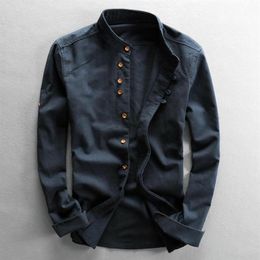 Men's Cotton Linen Shirts Long Sleeve Men Casual Slim Mandarin Collar High Quality Summer Beach Shirt Plus Size 5xl295S