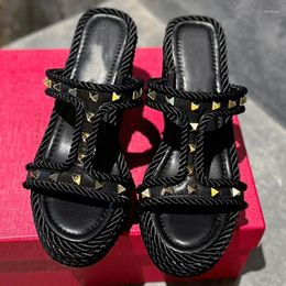 Dress Shoes Spenneooy Summer Fashion Black Colour Weave Thick Bottom Wedge Heel Women's Waterproof Platform
