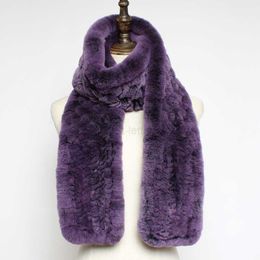 Scarves Winter 100%Real Rex Rabbit Fur Scarf Hand-Knitted Warm Genuine Rex Rabbit Fur Scarf Lady Fashion Warm Soft Real Fur Shl Scarf