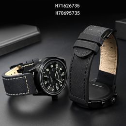 İzle Bantlar Tuval Strap Khaki Field Aviation H70575733 H71626735 Naylon Watch Band Aksesuarları Erkek Bileklik Bileklik 20 22mm 230811