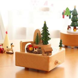 Decorative Objects Figurines Wooden Music Box Home Creative Solid Wood Carousel Ferris Wheel Crafts Valentine's Day Gift Decoration Box christmas music box 230810