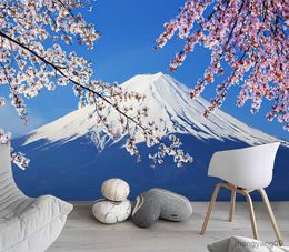 Tapestries Japanese Cherry Blossoms Mount Fuji Landscape Wall Hanging Tapestry Ancient Palace With Moon Nature Scendry Home Wall Blanket R230811