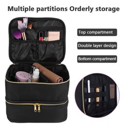 Cosmetic Bags Cases 30 Grids Nylon Makeup Bag Double Layer Design Handbag Manicure Bag with Handle professional nail Case Cosmetic Organizer Bag 230810