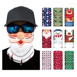 Bandanas 3D Printed Christmas Turban Face Neck Warmer Seamless Scarf Bandana Outdoor Sport Sun Protection Ski Mask Santa Claus Tree Buffs