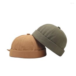 Berets Four Seasons Cotton Solid Docker Cap Brimless Hat Beanie Hats Landlord Sailor Men And Women 106