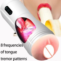 Masturbators ipx8 adults goods male mastrubator 8 frequency vibration oral sex tongue lick vagina masturbation cup sex machines toys for 230810