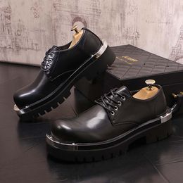 wedding dress shoes men black patent fashion loafers platform shoes handmade party flats