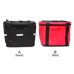 Panniers Bags Bicycle Handlebar Basket Folding Front Frame Bag Pet Outdoor Black 230811