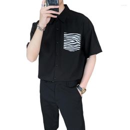 Men's Casual Shirts 2023 Shop Owner Wind Summer Men Fashion Youth Trend Short-sleeved Shirt Drape Ice Silk