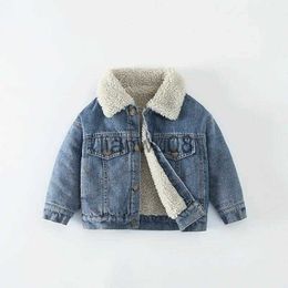 Jackets Children's Denim Jacket Plush Thickened Baby Winter Clothes 2021 Spring And Autumn Children's Wear Boys And Girls' Denim x0811