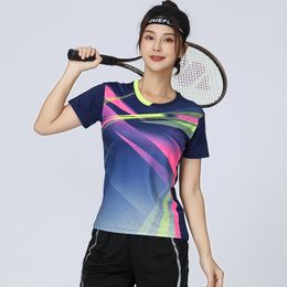 Outdoor T-Shirts Women Badminton T-shirts Quick Dry Table Tennis Jerseys Mesh Breathable Training Sports Tees Polyester Tennis Short Sleeve 230811