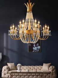 American Luxury Crystal Chandelier French Romantic Pendant Chandeliers Lights Fixture European Art Deco Home Indoor Hotel Luminarias Villa Dining Room Lustres