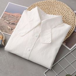 Women's Blouses Elegant White Social Mori Girls Japan Style Kawaii Original Design Collar Long Sleeve Cotton Solid Shirts