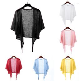 Women's Knits Women Seaside Vacation Beach Knitted Tops Loose Sunscreen Shirt Summer All-match Cape Elegant Short Cardigans Shawl