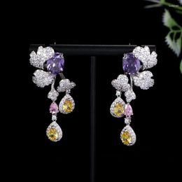 Dangle Earrings Luxury Elegant Leaf Type Waterdrop Tassel Drop Cubic Zirconia Wedding Party Earring Fashion Jewelry For Women E1123