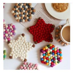 Table Mats Handmade Wool Felt Coasters Placemats Colourful Mixed Colour Round Square Nordic Style Home Display Po Props