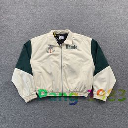 Men's Jackets White Green Rhude Retro Patchwork Coconut Tree Men Women 1 High Quality Capsule Zipper Jacket Coats 230810