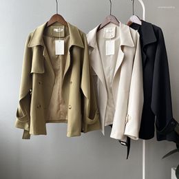 Women's Trench Coats Spring And Autumn 2023 Mid-length Coat Tie-in Jackets British Style Loose Clothing