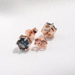 Stud Earrings 925 Sterling Silver Nano London Blue Topaz Luxury Anniversary Gifts For Women Classic Fine Jewelry Rose Gold Plate