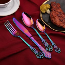 Dinnerware Sets 30/36pcs Retro Gold Cutlery Set Luxury Complete Tableware European Style Gift Box Stainless Steel Spoon Fork Steak Knife