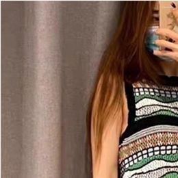 Women's Sweaters 2023 Summer Round Neck Sleeveless Fancy Pattern Knitted Top