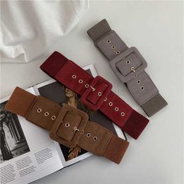 Belts Women Suede Belt Stretch Wide Waist Belts Metal Buckle Leather Strap Female Apparel Accessories Dress Waist Summer y2k Clothes