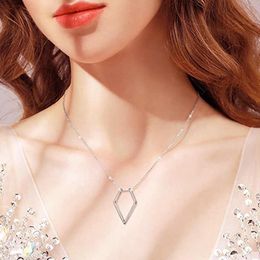 Pendant Necklaces 1PC Fashion Necklace Geometric Simple Ring Holder For Man Women Jewellery Silver Colour Gold 45cm Long