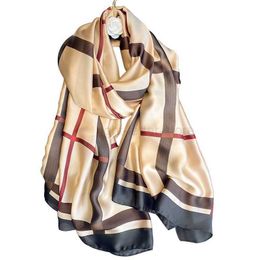 Scarves 180*90cm Large Silk Satin Scarf Hijab Women Print Spring New Shl Wrap Female Hand Foulard Pashmina Travel Echarpe 2022 NEW