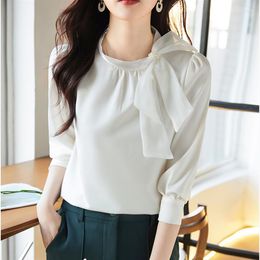 Women's Blouses Chikichi Elegant And Youth Woman White Chiffon Blouse For Women 2023 Fashion Lace Chic Tops