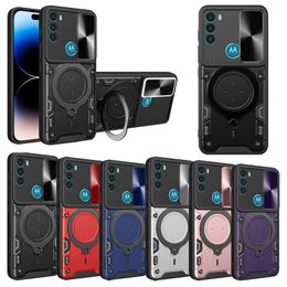 Sliding Lens Cover Designer Cell Phone Cases For Motorola G13 G23 G32 G52 G62 G71 G72 G73 G200 Armor Shockproof Hybrid PC TPU Kickstand Phone Case