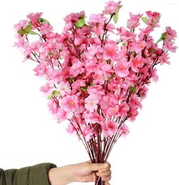 Decorative Flowers 10 Pcs Artificial Peach Blossom Trees Branches Spring For Wedding Home Office Party