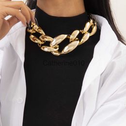 Pendant Necklaces Jewellery hip-hop punk thick chain hollowed out necklace with female street snap button exaggerated single layer necklace J230811